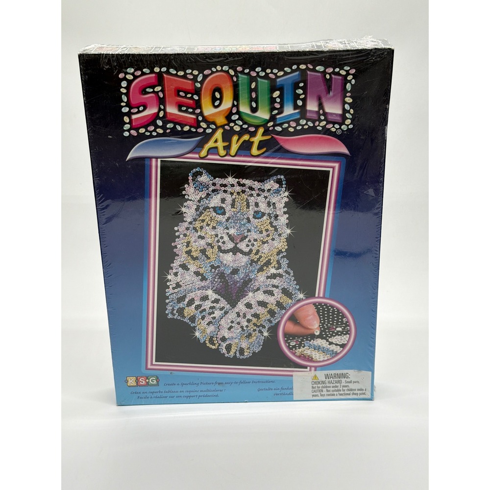 KSG Sequin Art Snow Leopard Sparkling Picture Craft Kit 25x34cm New Sealed 2017
